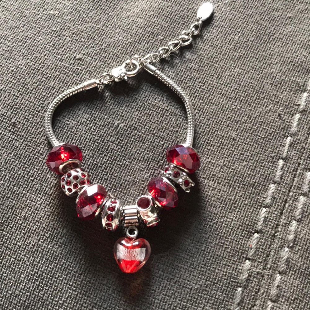 Red Rose Charm Bracelet